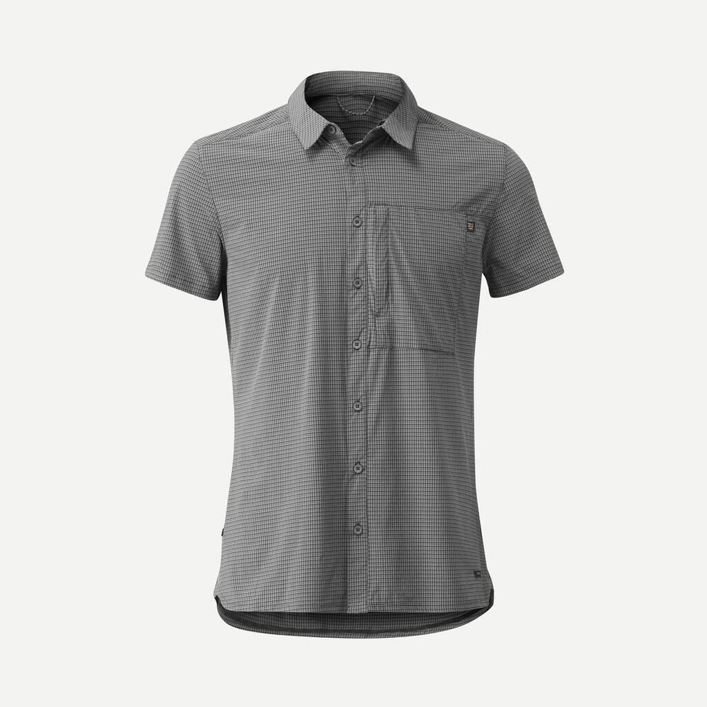 MEN’S SHORT-SLEEVED TREKKING SHIRT TRAVEL 500 STRETCH GREY