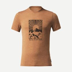 Merino T-shirt voor backpacken heren Travel 100 bruin