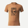 T-shirt laine mérinos de trek voyage - TRAVEL 100 marron