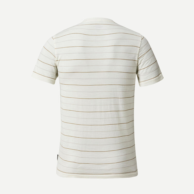 T-shirt de trek voyage manches courtes laine mérinos Homme - TRAVEL 500 blanc