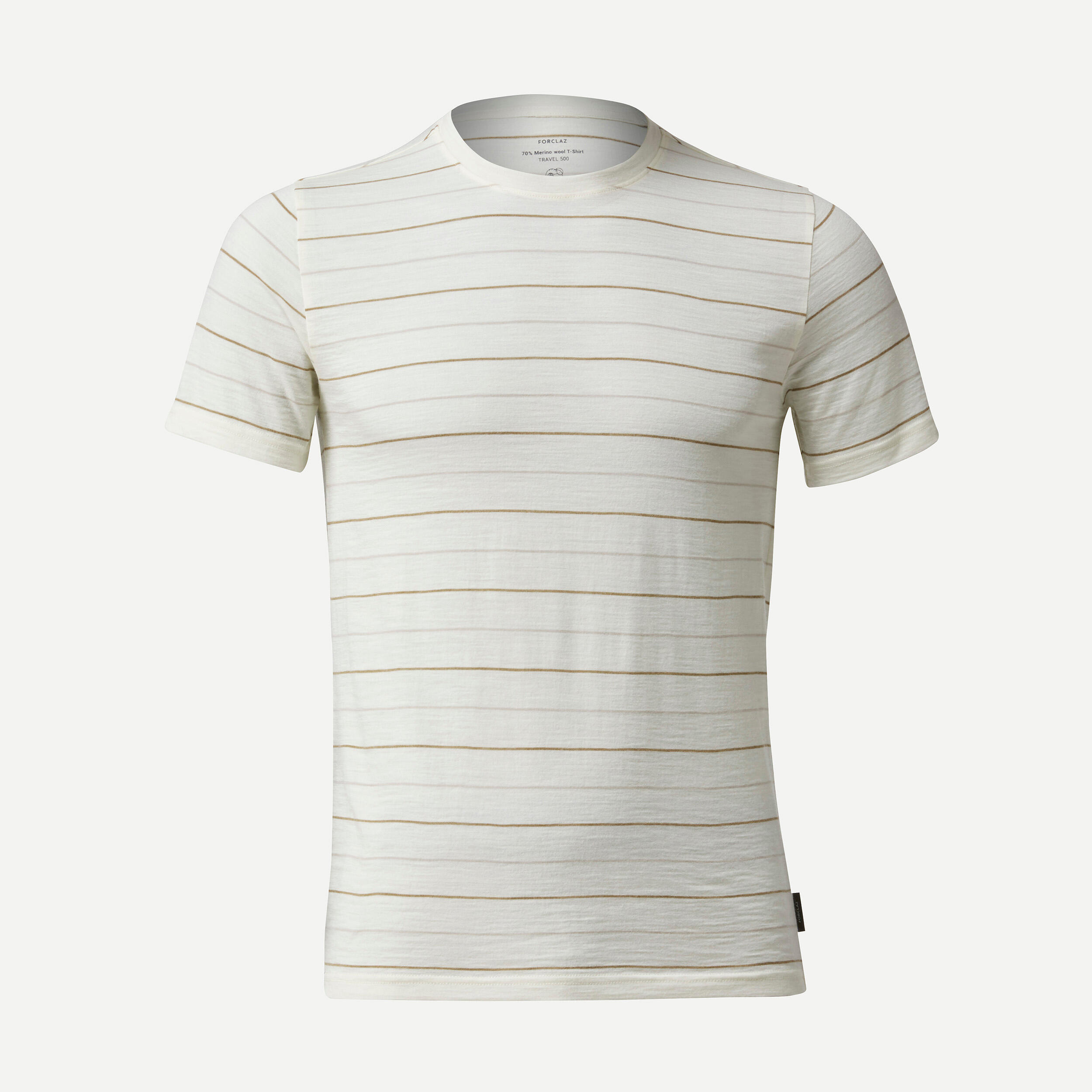 Men’s short-sleeved Merino wool hiking travel t-shirt - TRAVEL 500 white 5/6