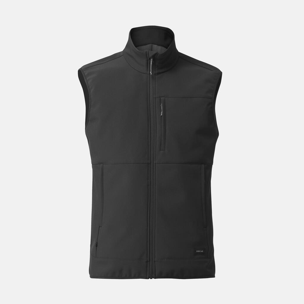 Vīriešu vēju necaurlaidīga, softshell pārgājienu veste “MT100”, melna