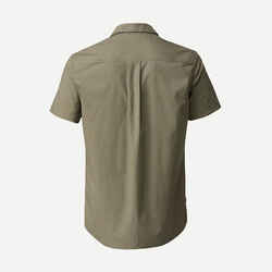 MEN’S SHORT-SLEEVED TRAVEL TREKKING SHIRT TRAVEL 100 BROWN