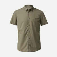 MEN’S SHORT-SLEEVED TRAVEL TREKKING SHIRT TRAVEL 100 BROWN