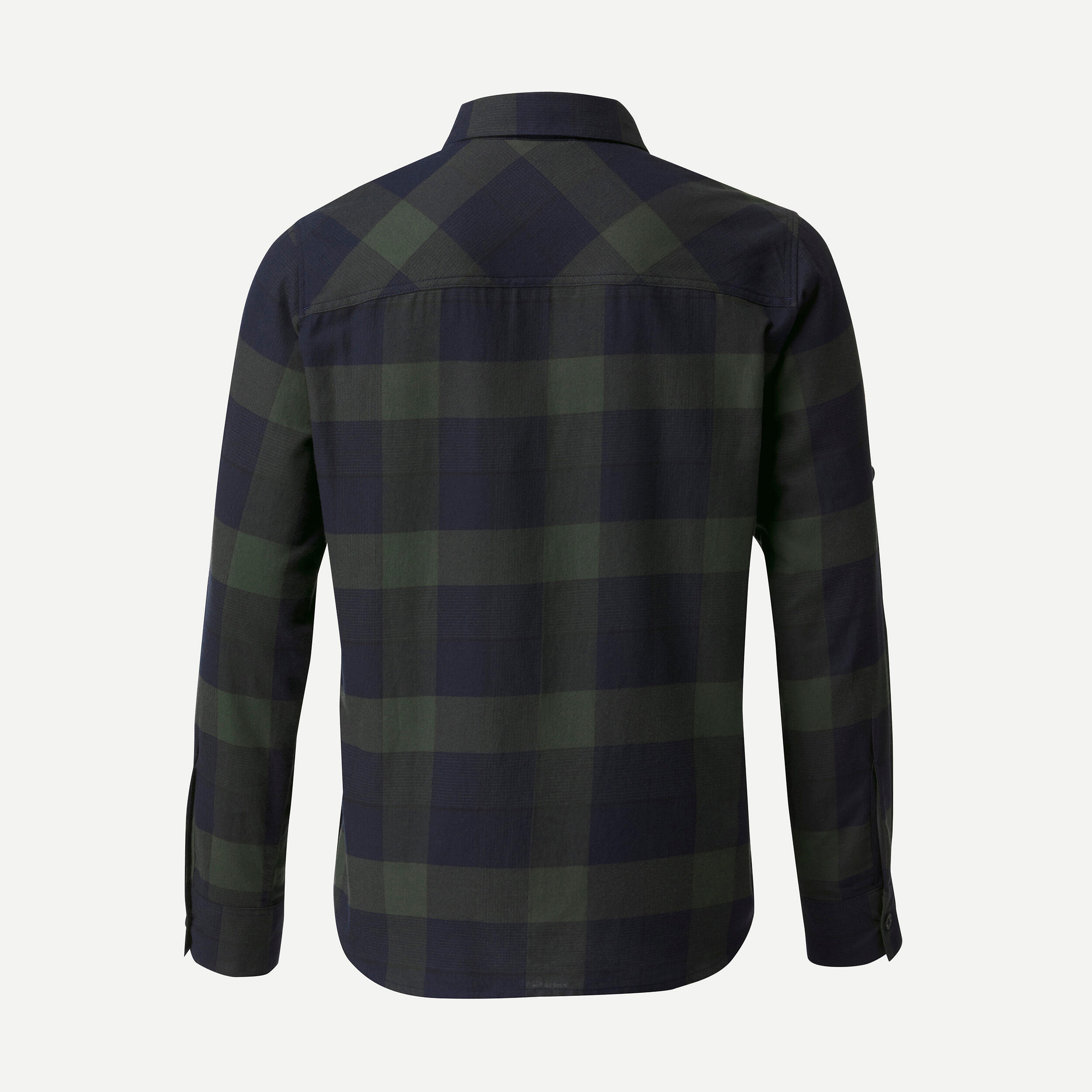 Camisa de trekking viaje TRAVEL500 WARM verde hombre