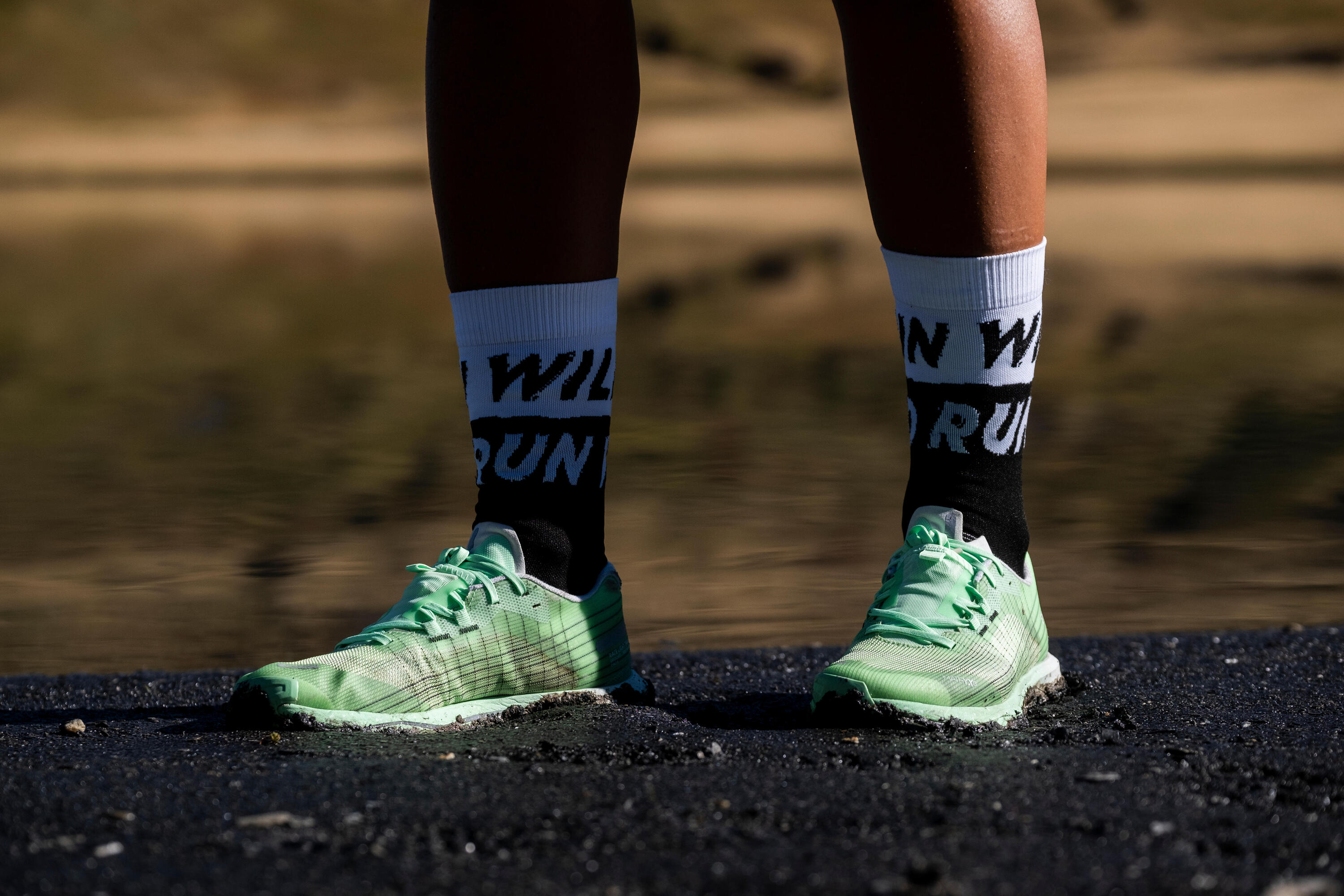 Chaussures trail running compétition femme - kiprun race light vert clair 15/19