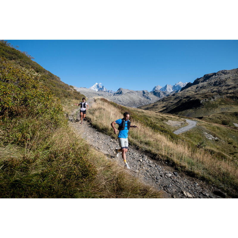 Şort cu colanţi Confort Alergare Trail Running Kaki Bărbaţi 