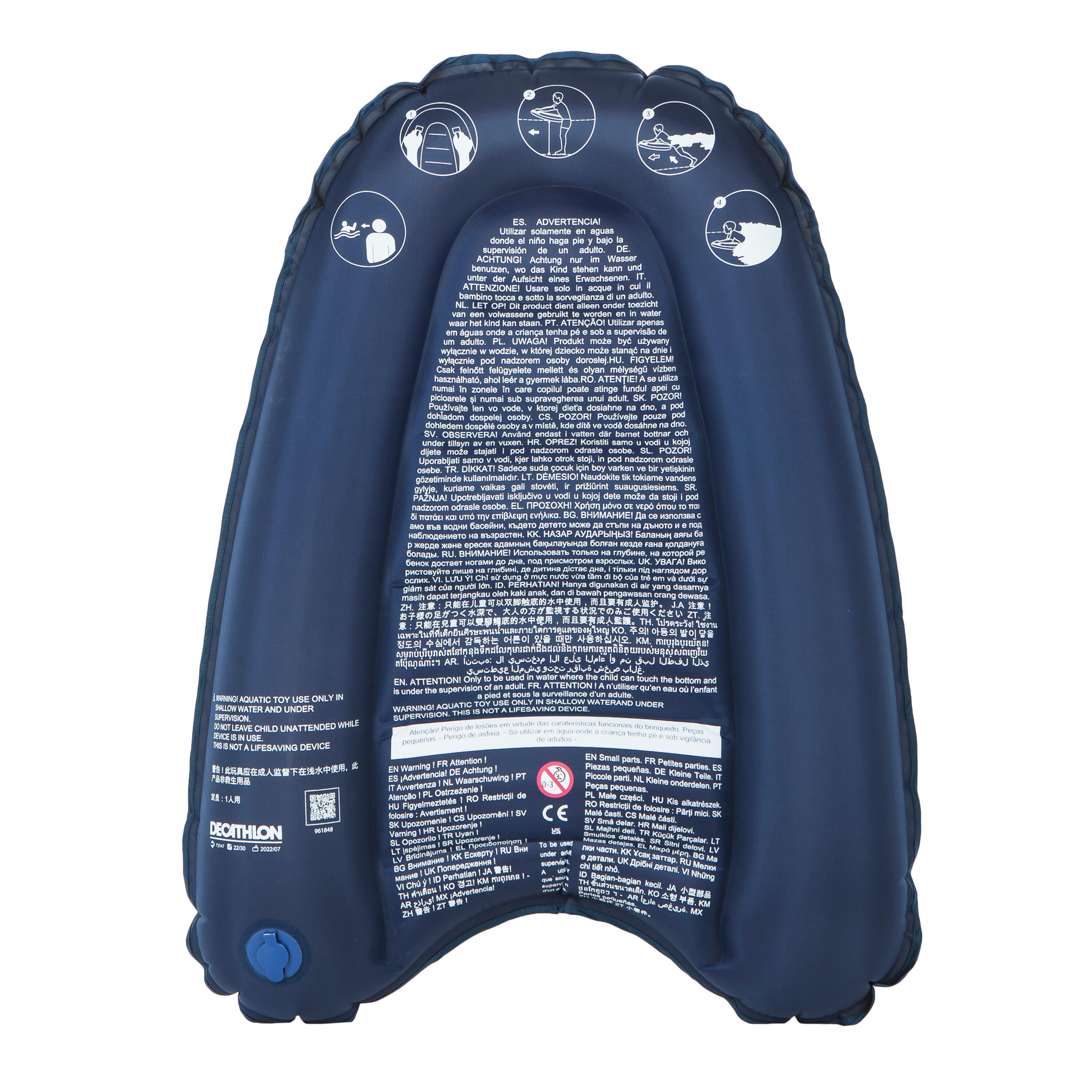 Bodyboard aufblasbar Kinder 15–25 kg gelb 4/9