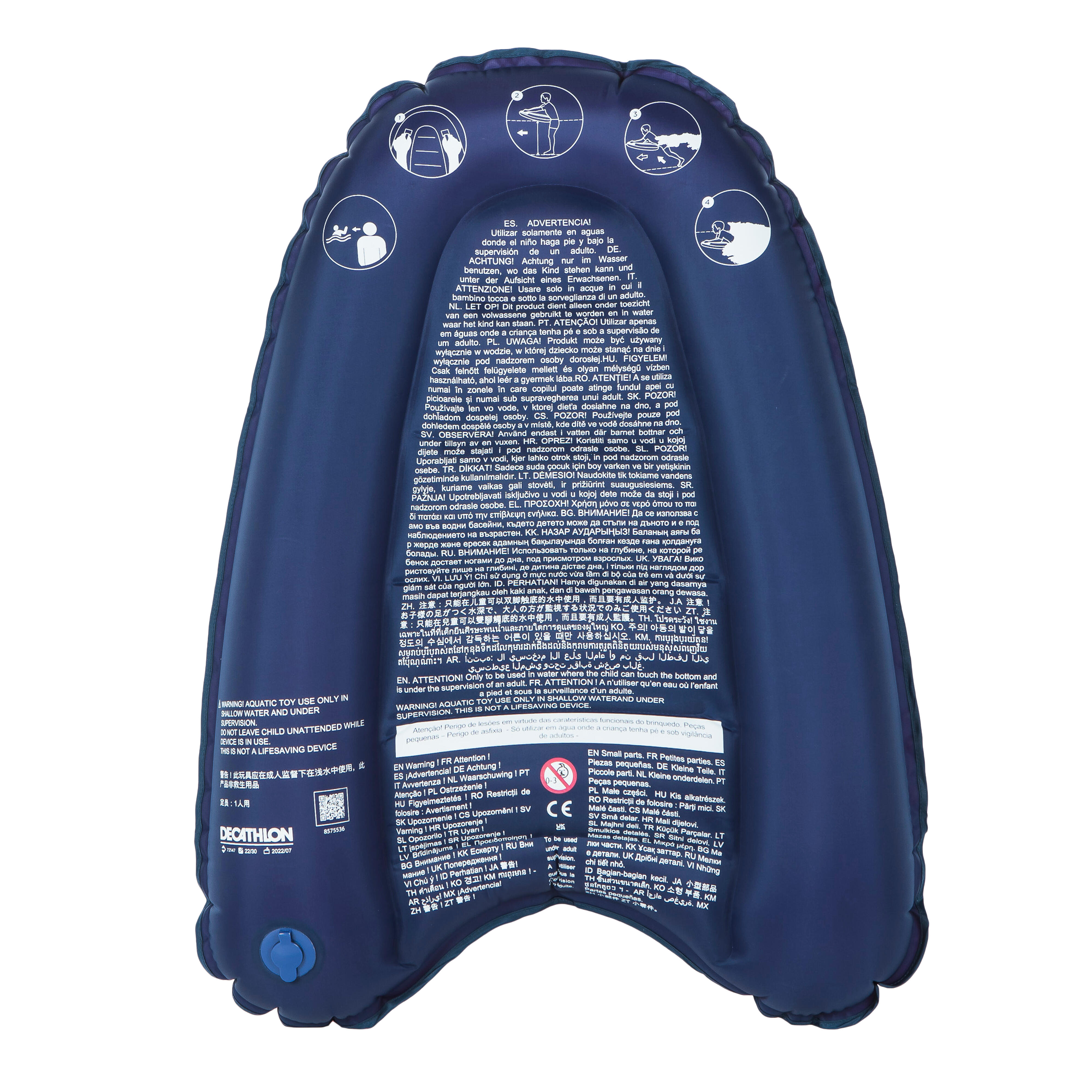 DECATHLON Detský nafukovací bodyboard pre začiatočníkov 4 až 8 rokov (15 až 25 kg) ružový XS · záber 5