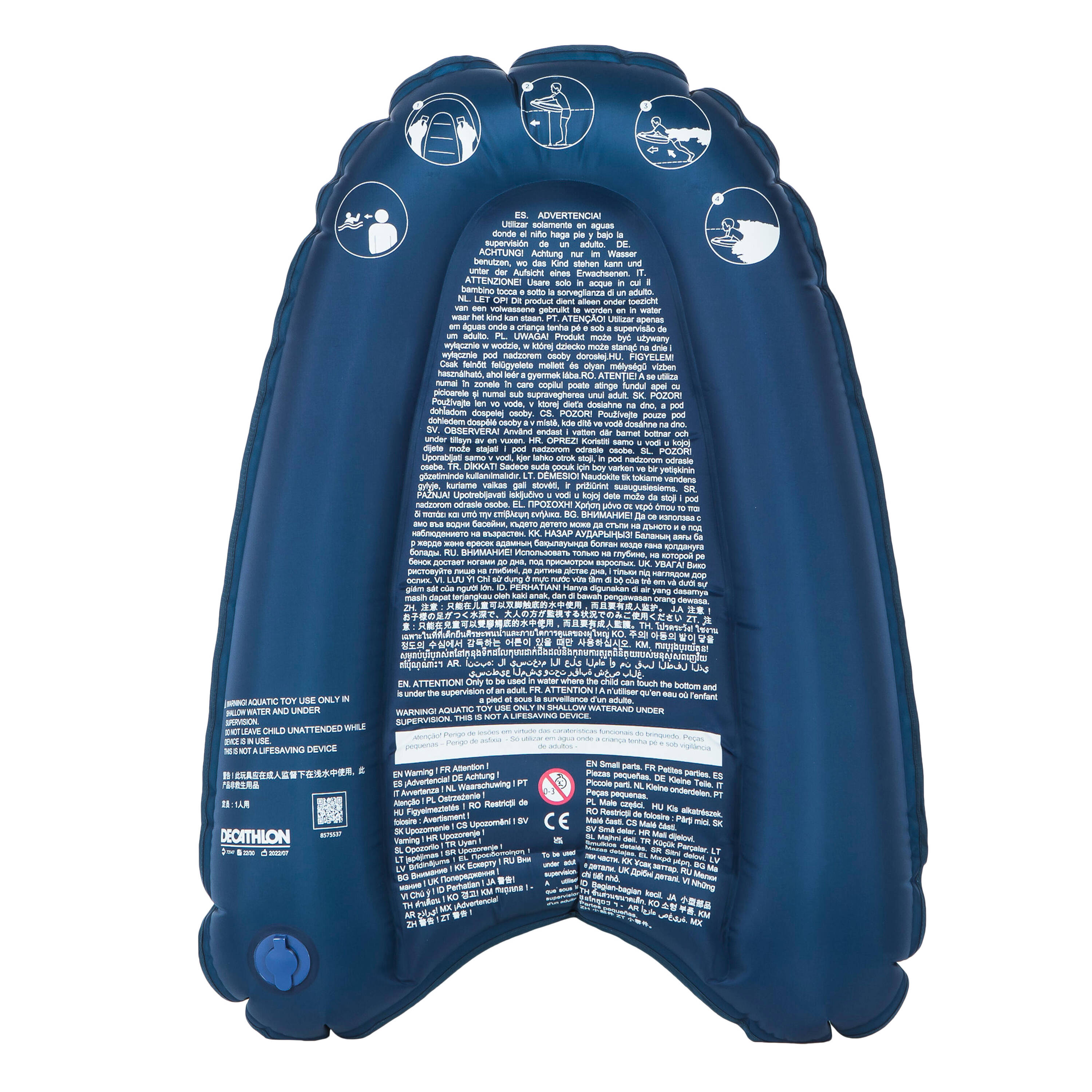 Kid's inflatable bodyboard for 4-8 year-olds (15-25 kg) - blue -  4
