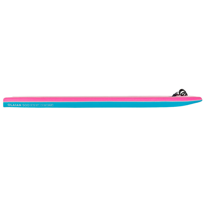 Bodyboard mit Leash - 500 rosa/weiss 