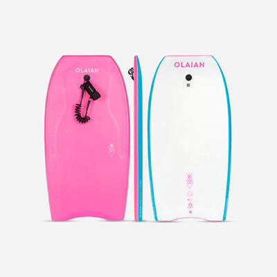 Bodyboard mit Leash - 500 rosa/weiss