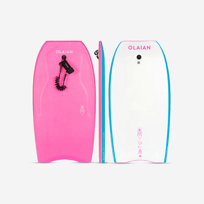 Bodyboard mit Leash - 500 rosa/weiss 