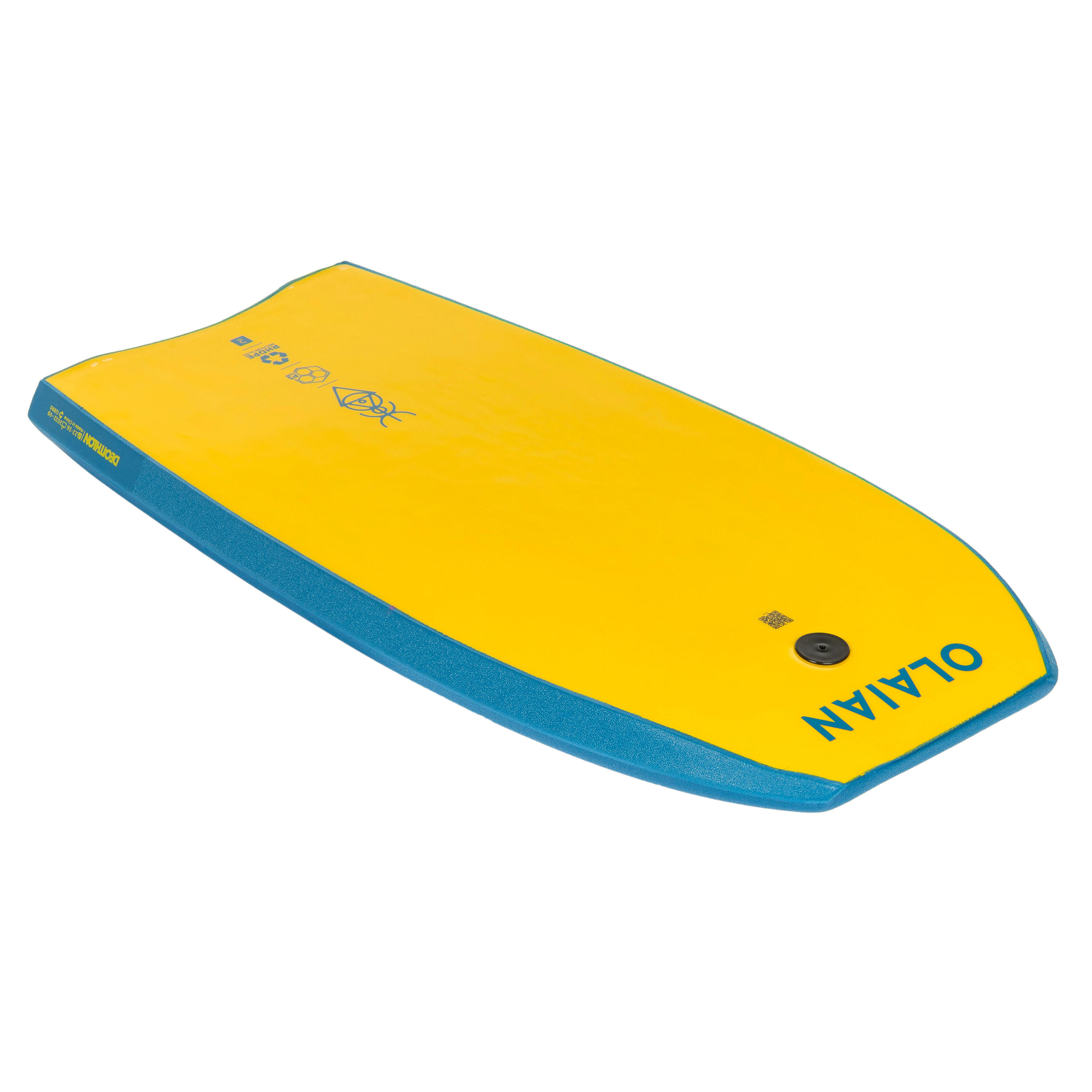 Bodyboard 100 blue yellow with wrist leash 7/8