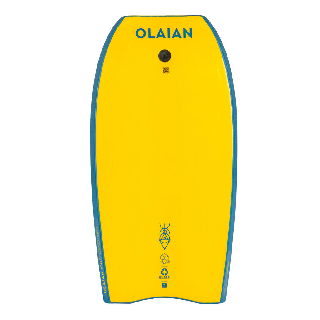 Bodyboard 100 blue yellow with wrist leash