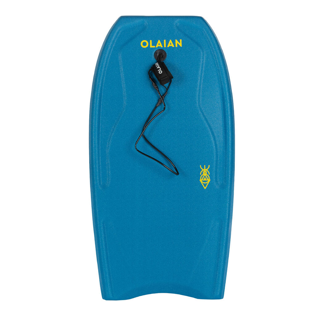 Bodyboard 100 bleu jaune avec leash poignet