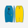 Bodyboard 100 blauw geel met pols leash