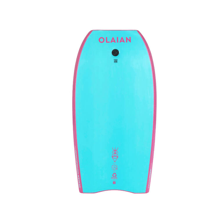 Kids' bodyboard 100 with wrist leash pink blue