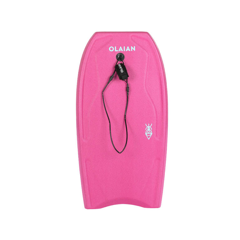 Kids' bodyboard 100 with wrist leash pink blue