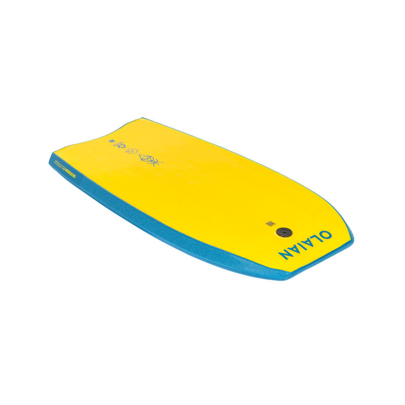 Bodyboard 100 Junior bleu jaune avec leash poignet