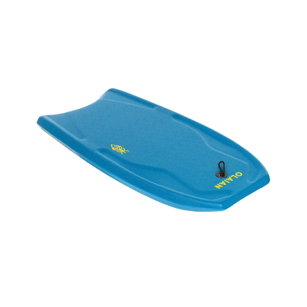 Kids' Bodyboard 100 blue yellow with wrist leash