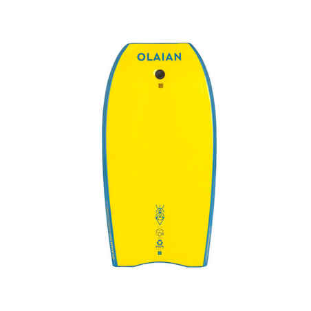 Kids' Bodyboard 100 blue yellow with wrist leash