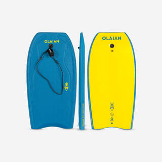 Kids bodyboard 100 blue yellow with wrist leash Size 36”