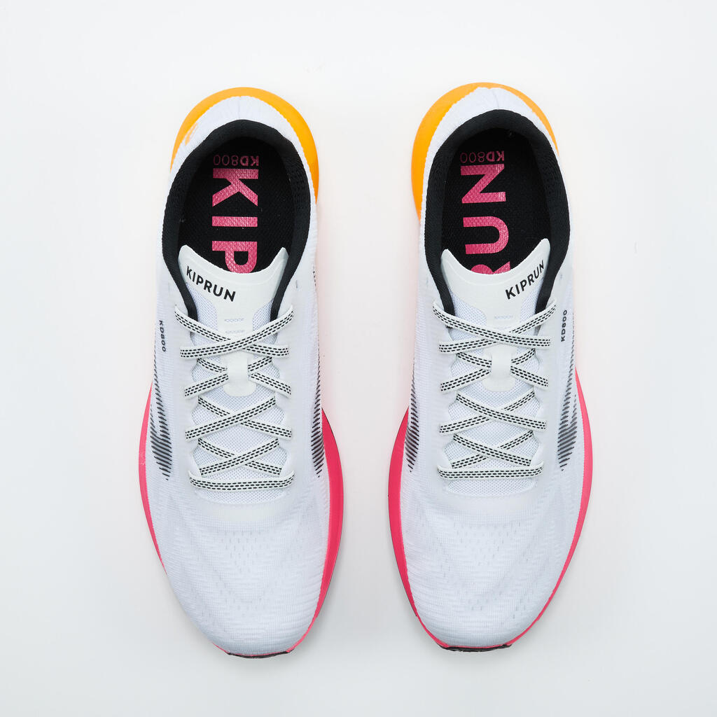 Vyriški bėgimo bateliai „Kiprun KD800“, balti, oranžiniai, rožiniai