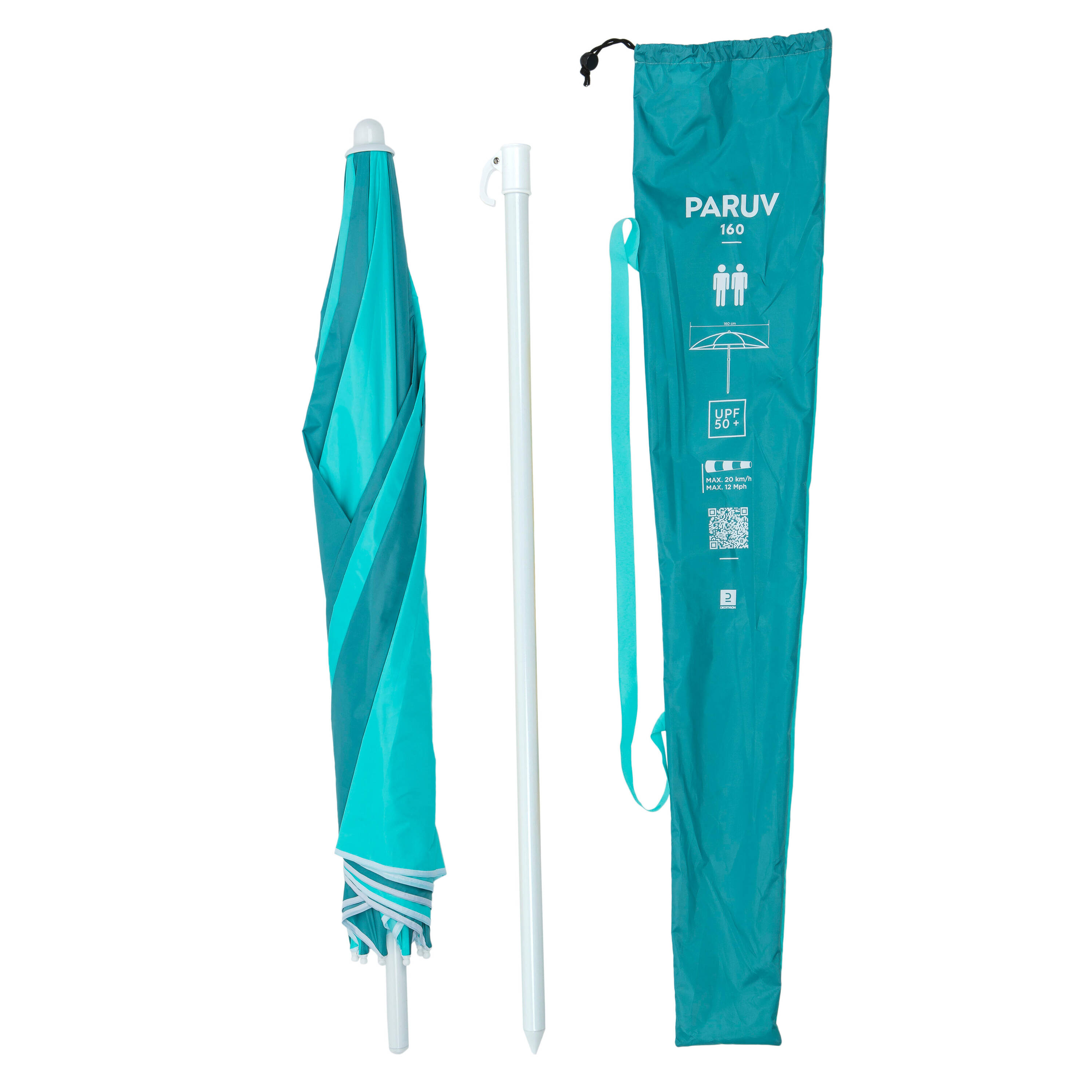PARUV 160 BEACH PARASOL UPF 50+ 2 PLACES Blue green -  5
