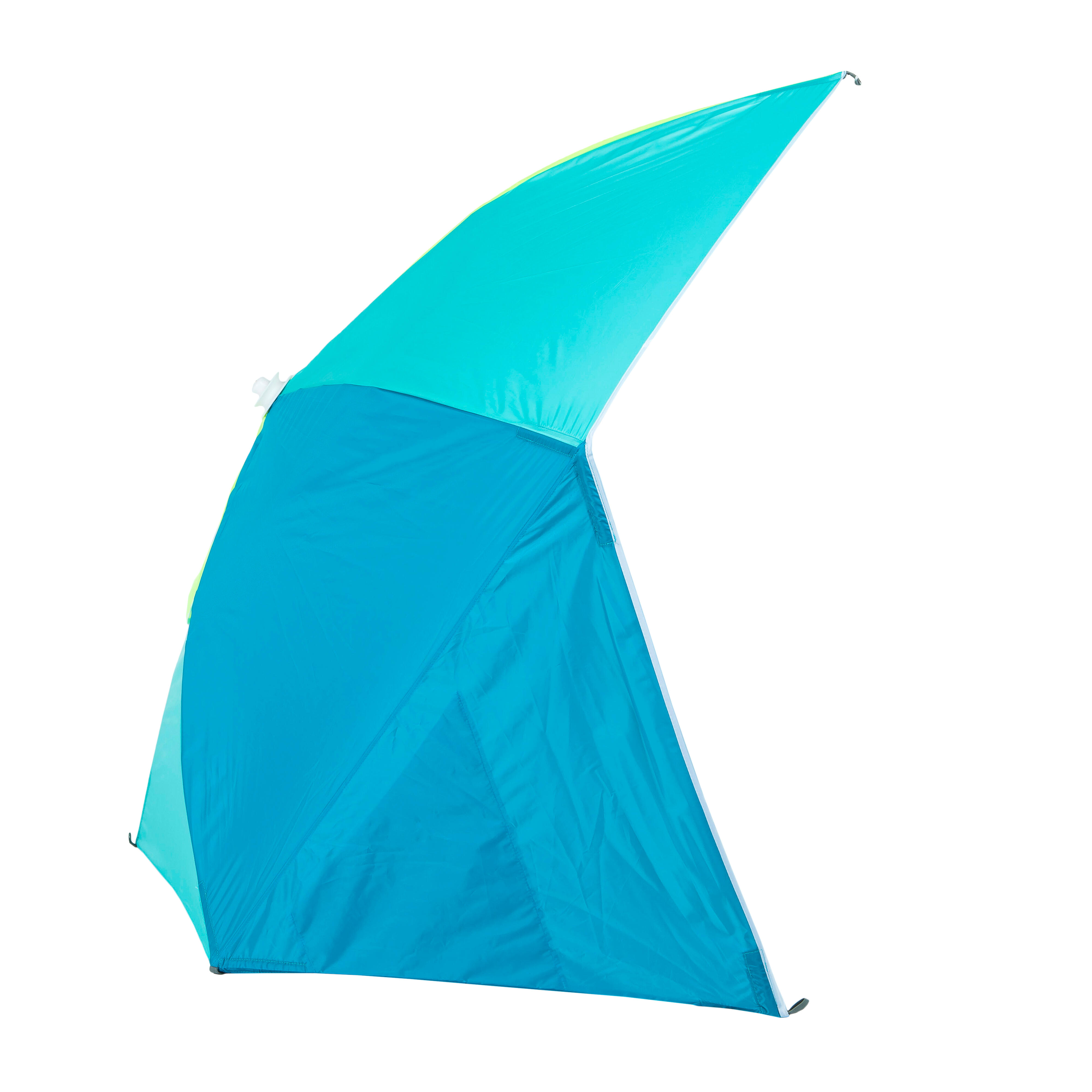 3-Person UPF 50+ Beach Parasol - 180 Blue/Yellow - DECATHLON
