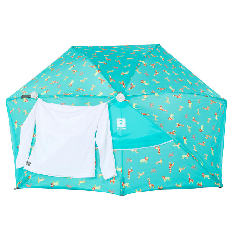 Baby compact beach tent UPF50+ 1.5 places - Iwiko 150 printed blue