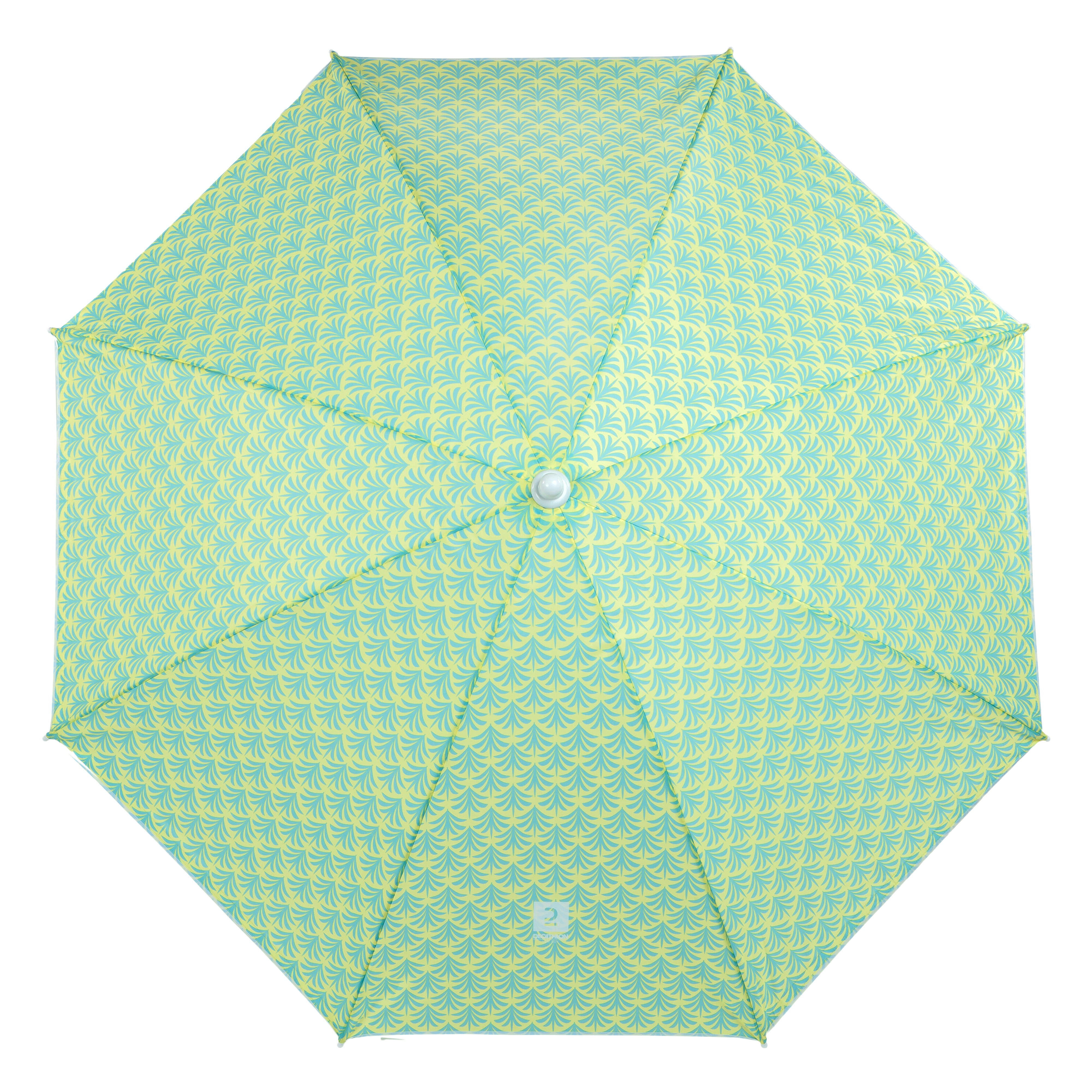 Beach Parasol PARUV Windstop palm print UPF50 2 places DECATHLON