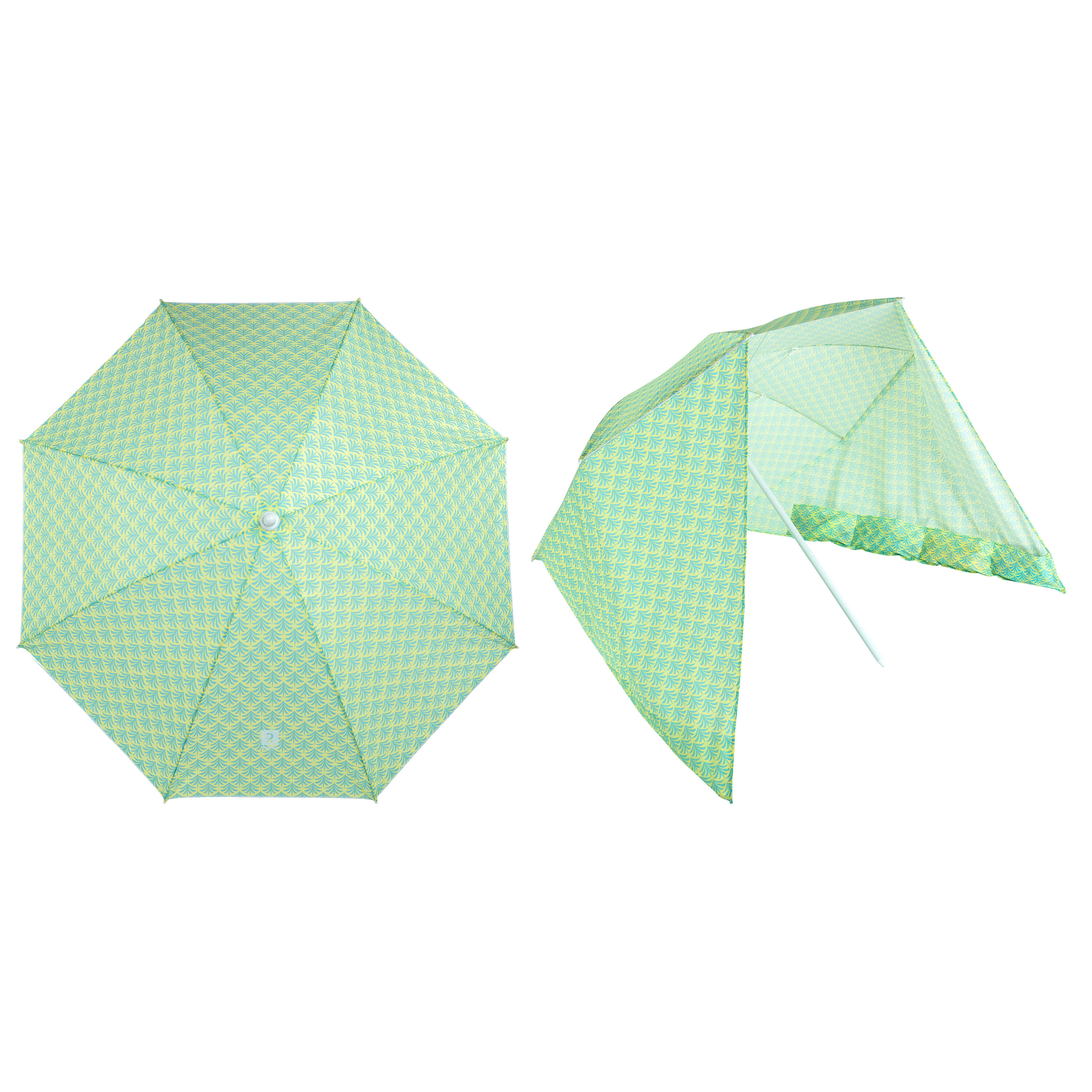 DECATHLON Beach Parasol PARUV Windstop palm print UPF50+ 2 places