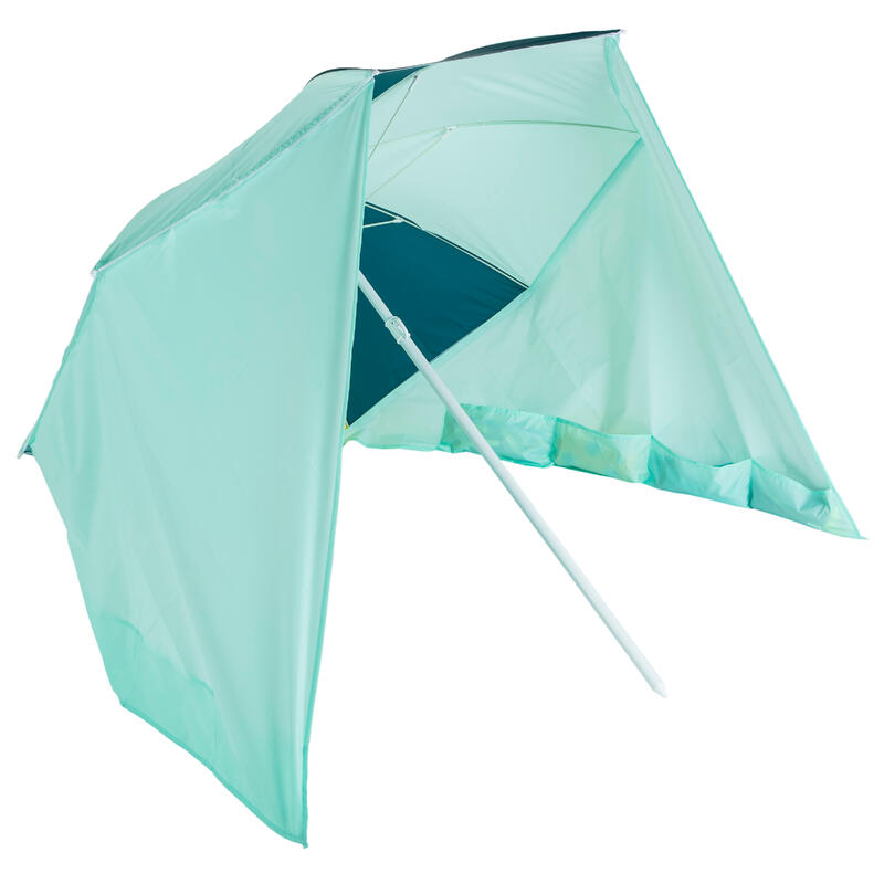 Umbrelă plajă PARUV Windstop UPF50+ 2 locuri Turcoaz-Galben-Verde