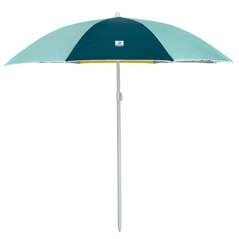 Beach Parasol 2-Person UPF50+ PARUV Windstop - Turquoise Yellow Dark Green