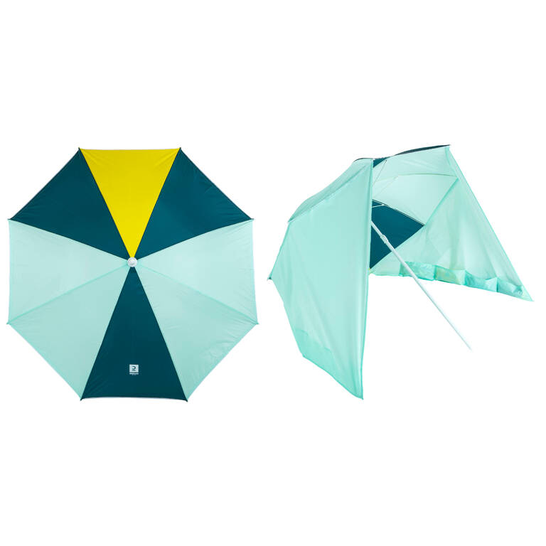 Beach Parasol 2-Person UPF50+ PARUV Windstop - Turquoise Yellow Dark Green