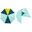 Strandparasol PARUV Windstop turquoise/geel/donkergroen UPF50+ 2 personen