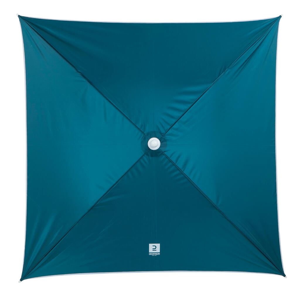 Plážový štvorcový slnečník Paruv 125 UPF50+ pre 1 osobu modrý