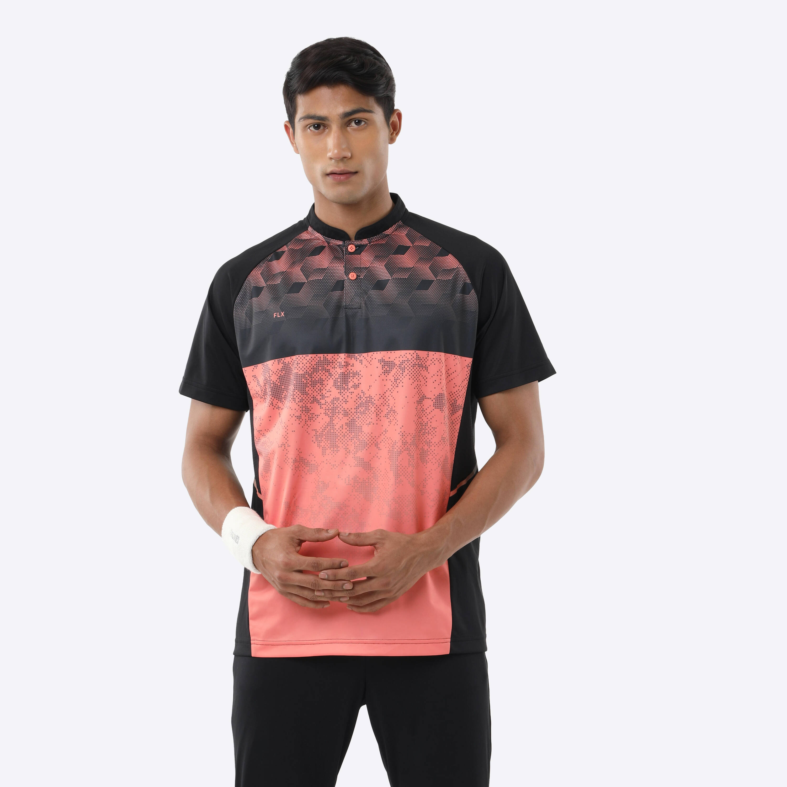 Men's Cricket Polo CP 500 Breathable & Stylish Black Coral -  1
