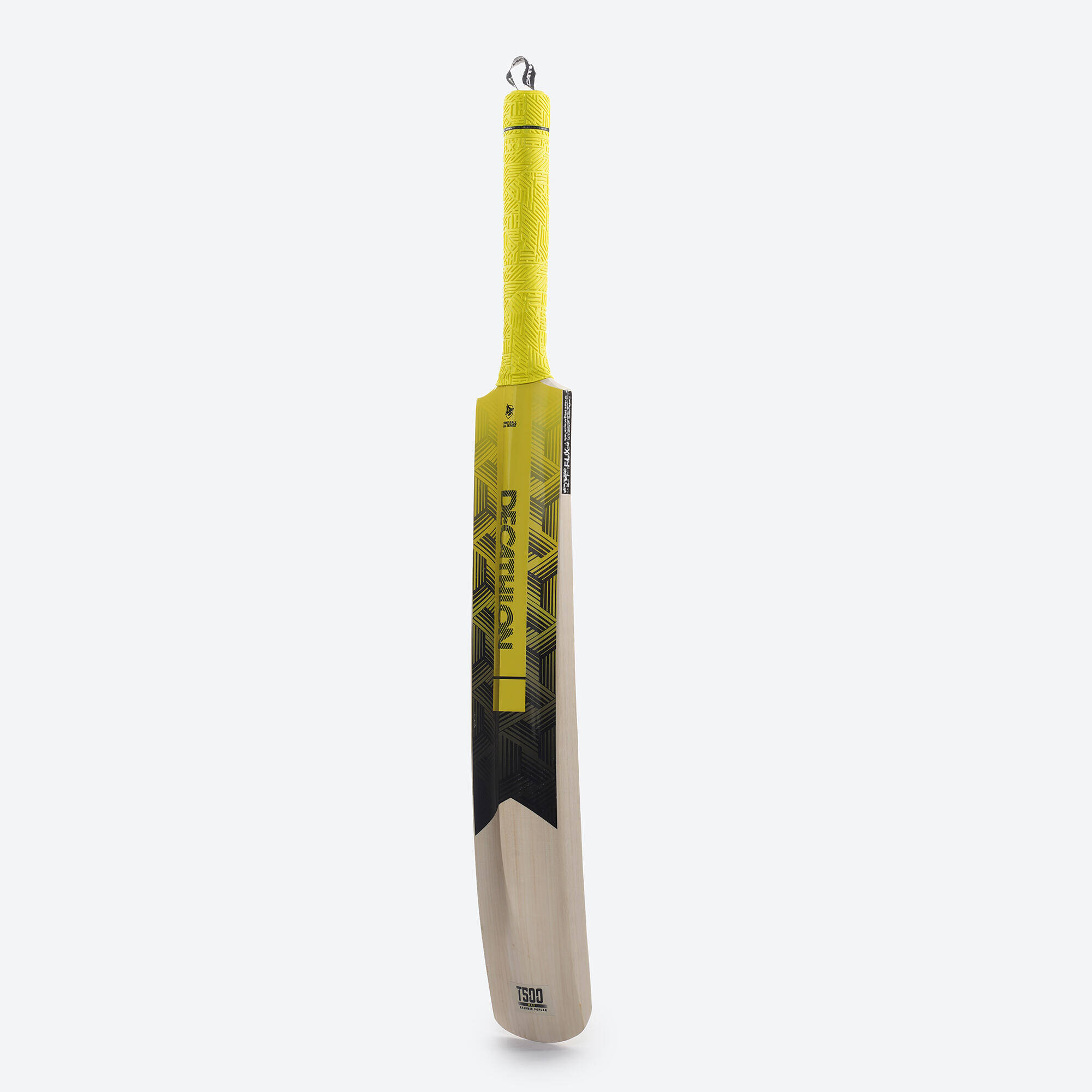 Kids Kashmir Poplar Wood Cricket Bat Size 5 Solid Drek Soft & Medium for Tennis Ball T500 Max - Lime & Green -  2