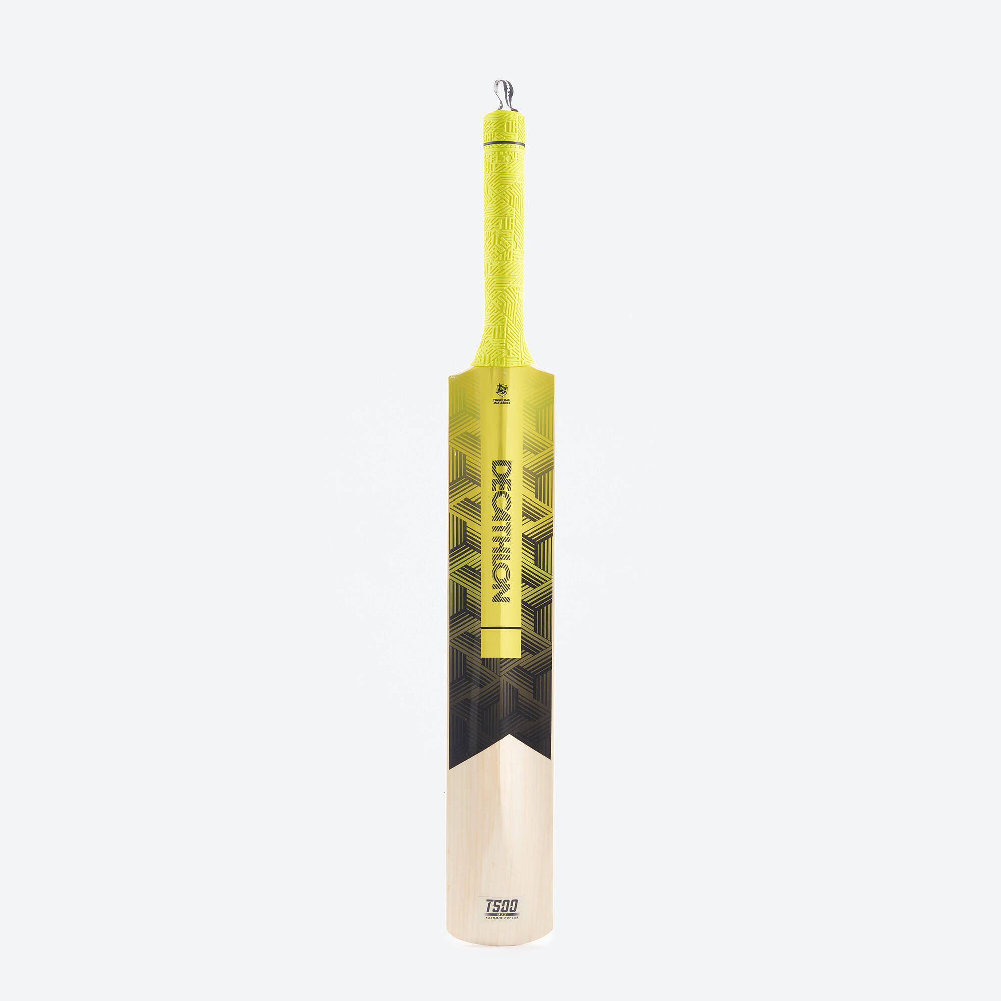 Kids Kashmir Poplar Wood Cricket Bat Size 5 Solid Drek Soft & Medium for Tennis Ball T500 Max - Lime & Green -  1