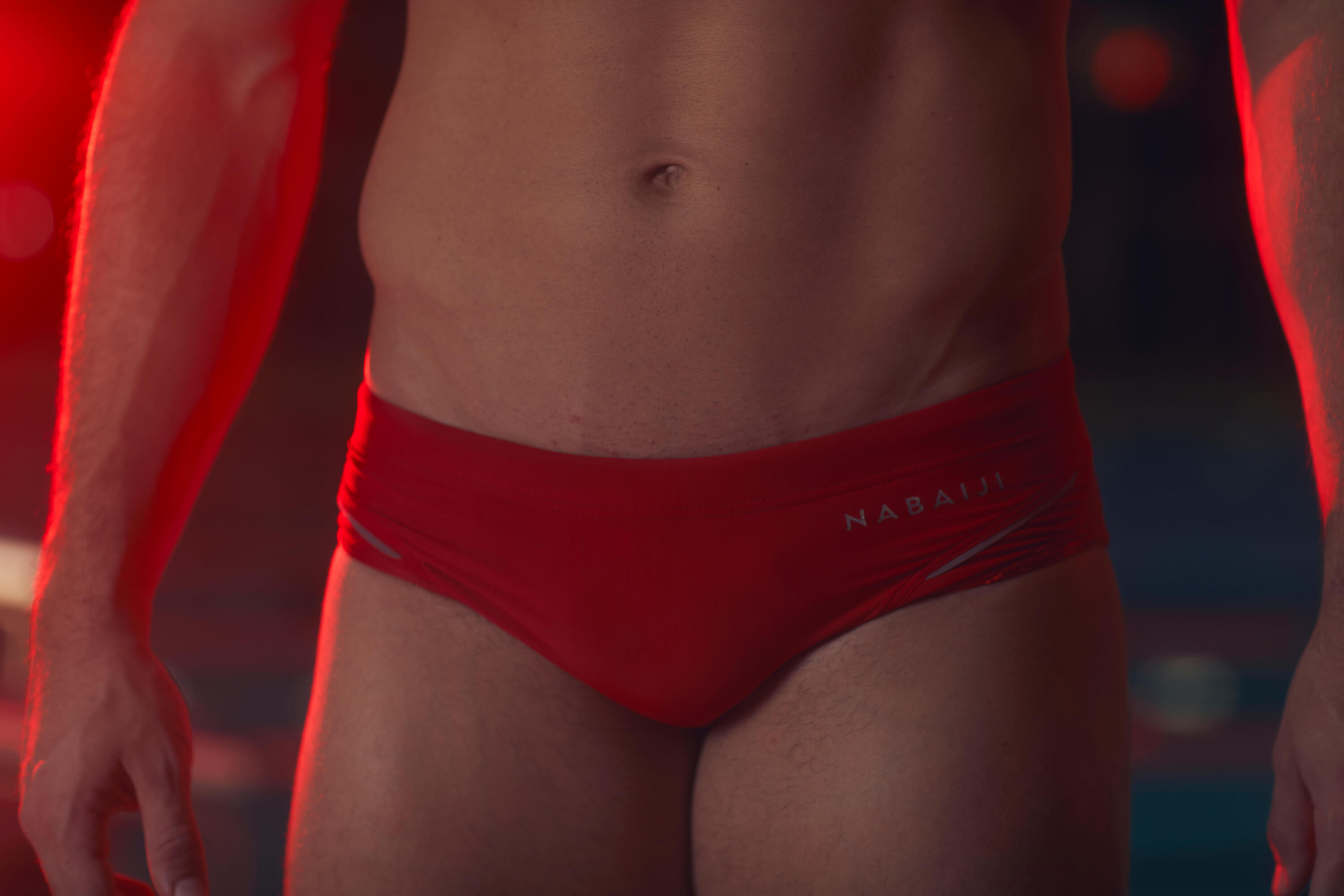 Maillot de bain natation homme slip 900 yoke rouge allcell rouge orange 13/14