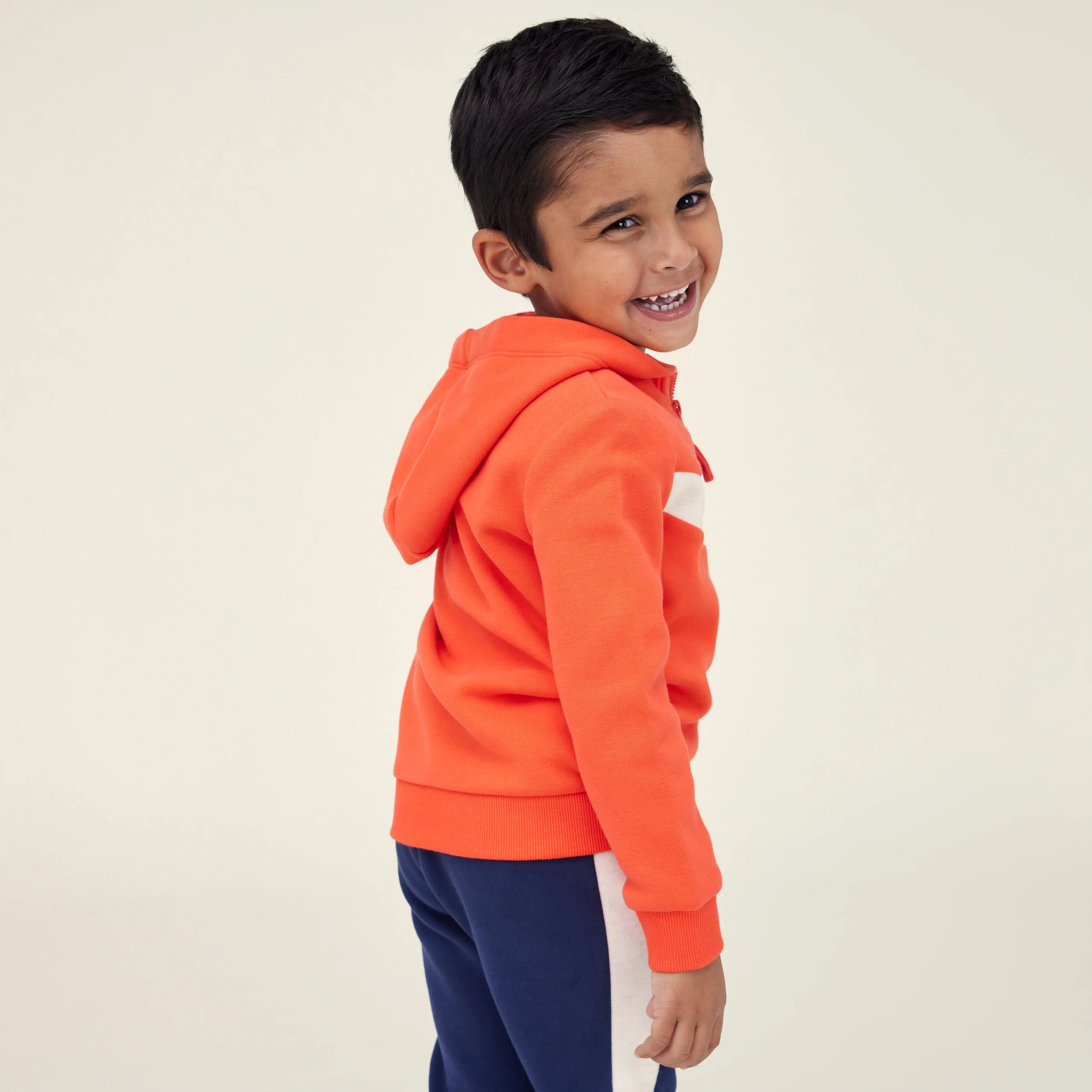 Baby's Zip-Up Basic Sweatshirt - Orange/Beige 4/5