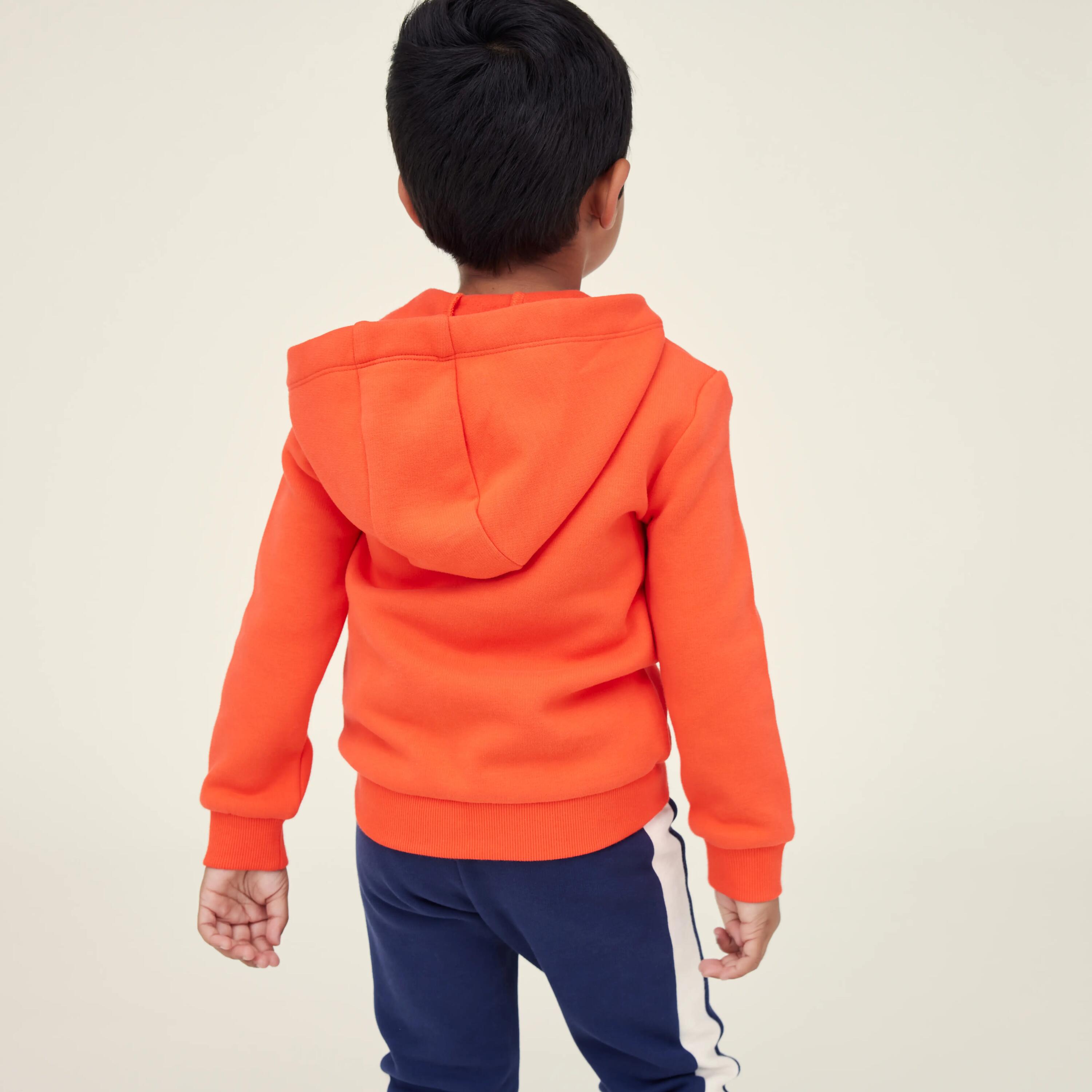 Baby's Zip-Up Basic Sweatshirt - Orange/Beige 3/5