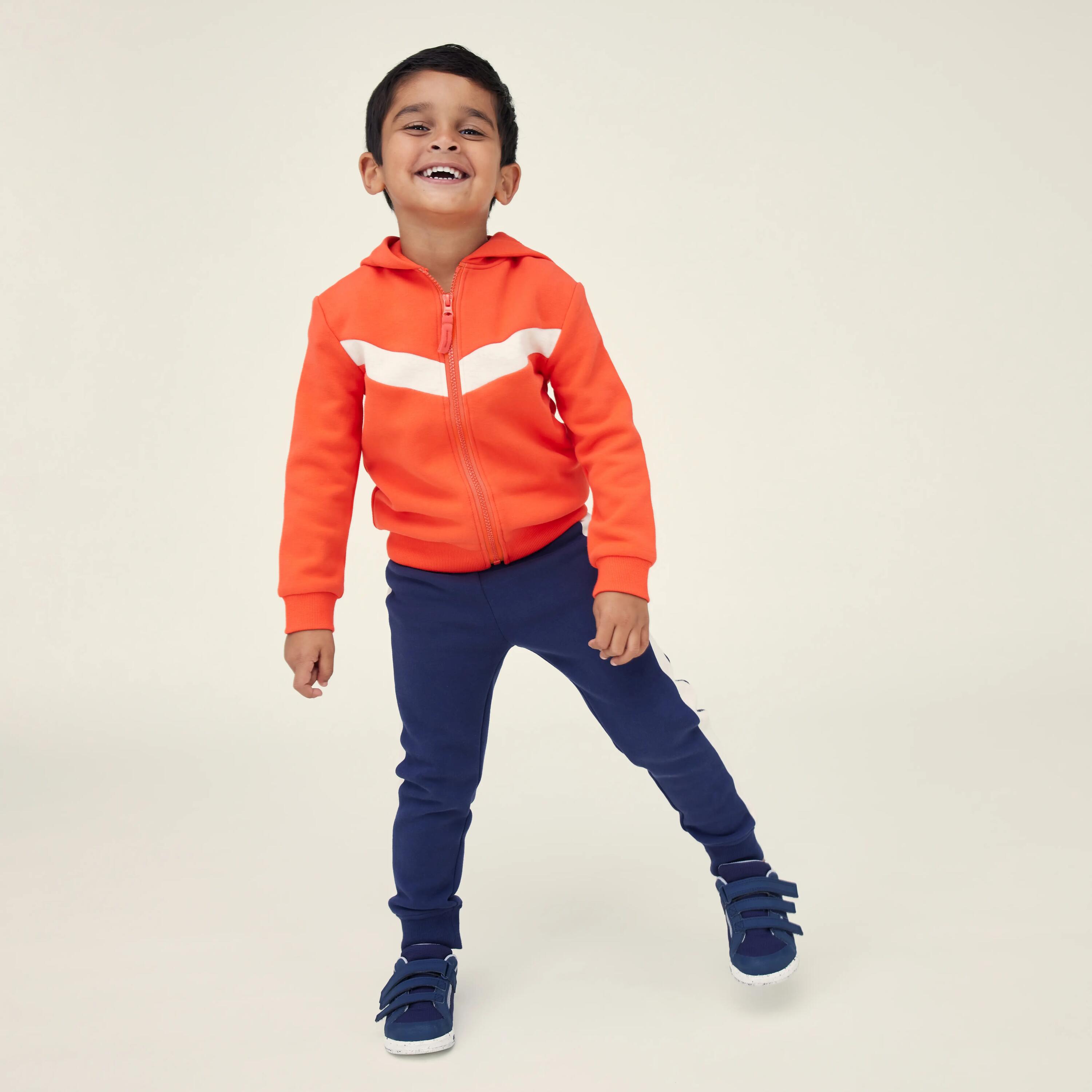 Baby's Zip-Up Basic Sweatshirt - Orange/Beige 5/5