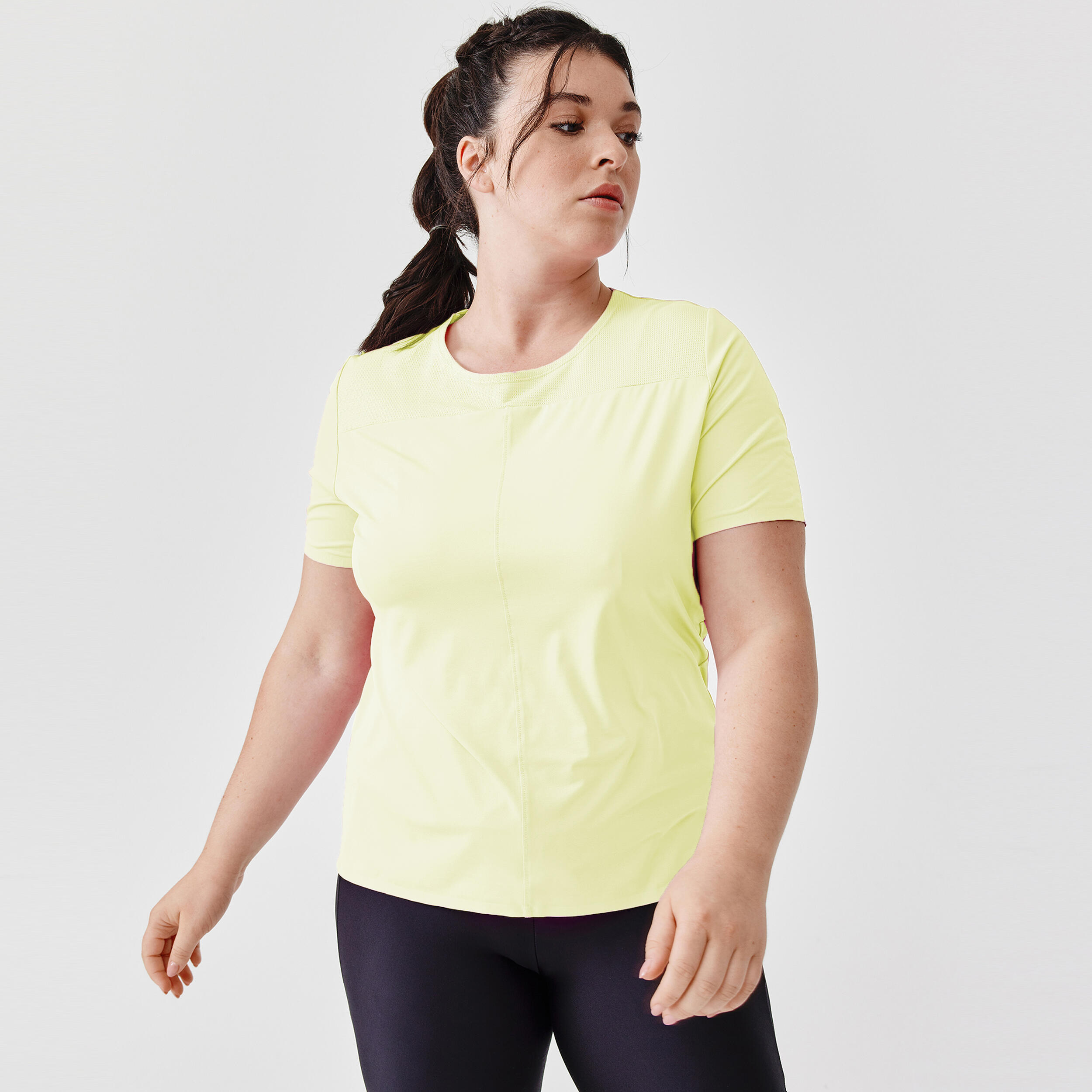 Women's breathable running T-shirt Dry+ Breath - neon yellow 2/4