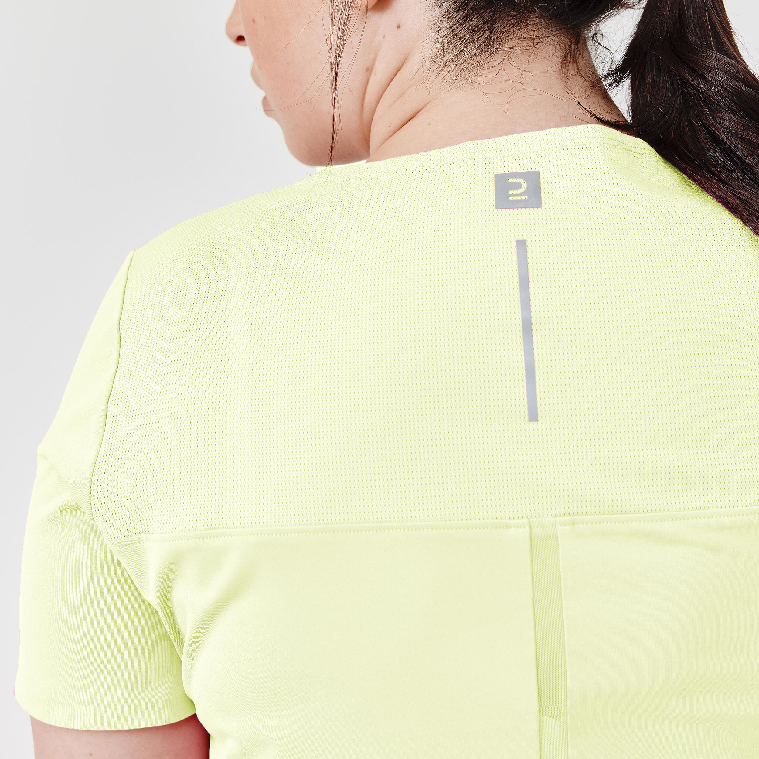 Women's breathable running T-shirt Dry+ Breath - neon yellow 3/4