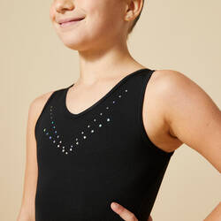 Girls' Basic Sleeveless Gym Leotard - Black