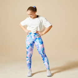 Girls' High-Waisted Gym Leggings - Blue Print