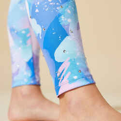 Girls' High-Waisted Gym Leggings - Blue Print